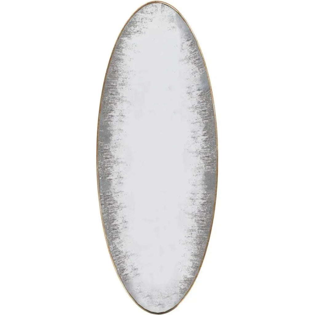 50" Oval Gold Metal Antiqued Wall Mirror - LOOMLAN - LH Imports - Wall Mirrors