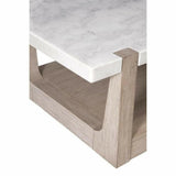 50" White Marble Coffee Table with Storage - LOOMLAN - Bassett Mirror - Coffee Tables