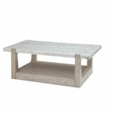 50" White Marble Coffee Table with Storage - LOOMLAN - Bassett Mirror - Coffee Tables