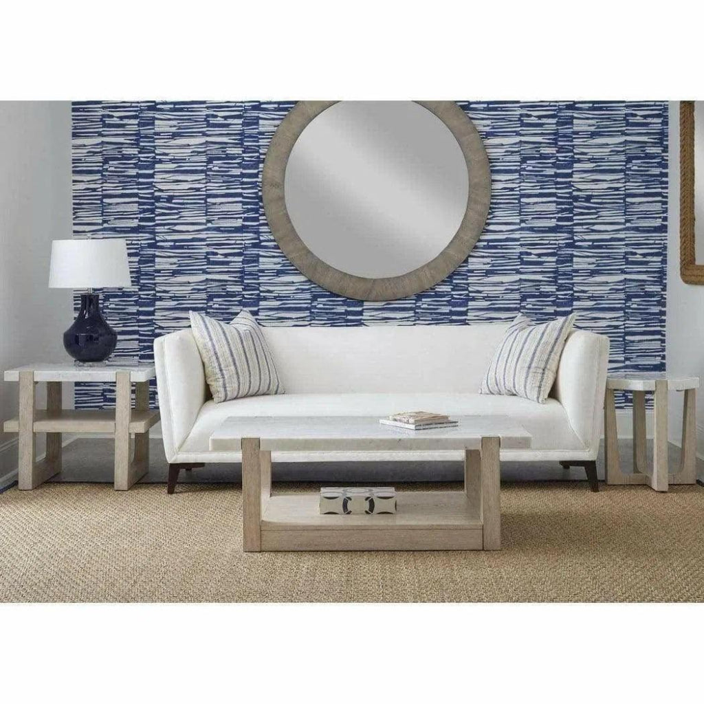 50" White Marble Coffee Table with Storage - LOOMLAN - Bassett Mirror - Coffee Tables