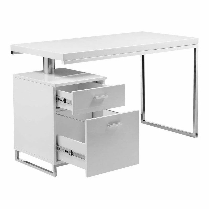 51 Inch White Modern Executive Desk Home Office Desks LOOMLAN By Moe's Home