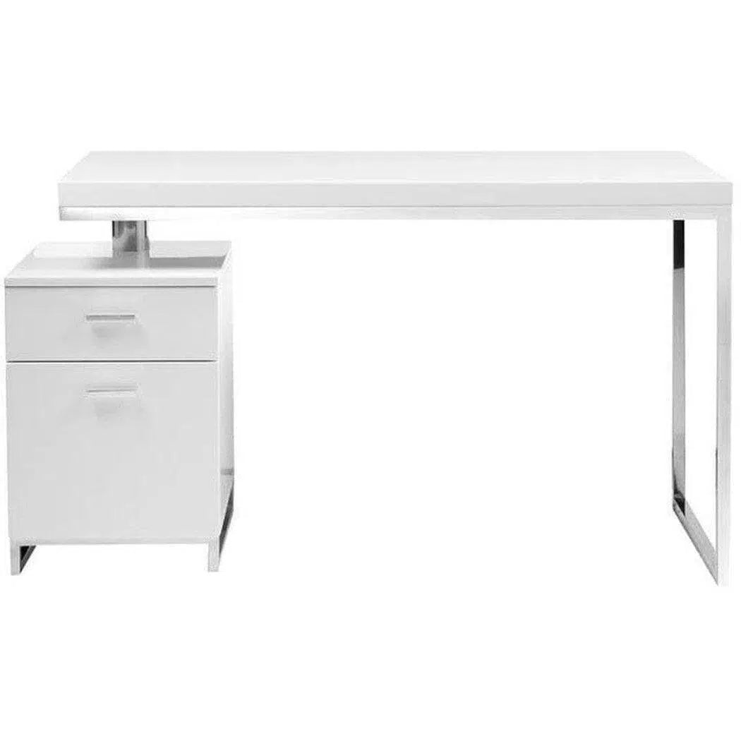 51 Inch White Modern Executive Desk