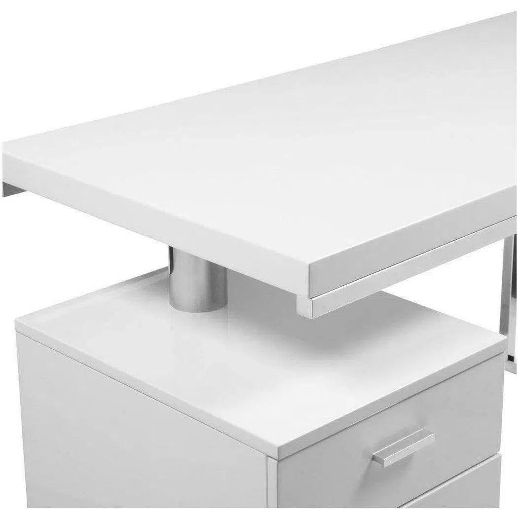 51 Inch White Modern Executive Desk