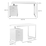 51 Inch White Modern Executive Desk