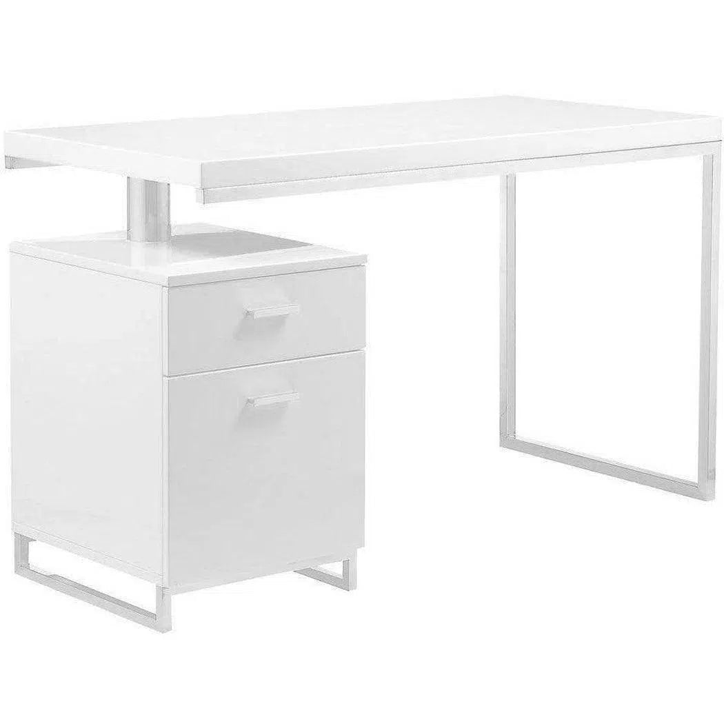 51 Inch White Modern Executive Desk