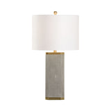 Block White Linen Shade With Brass Accents Table Lamp