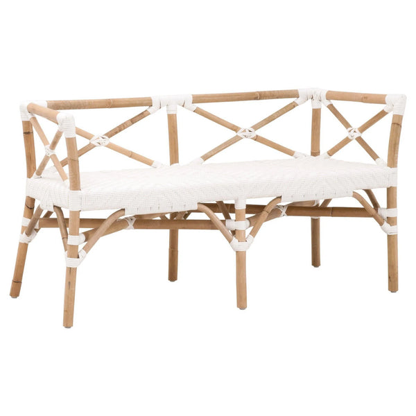 52" Palisades Bench White Binding Natural Rattan Bedroom Benches LOOMLAN By Essentials For Living