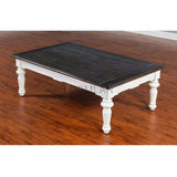 52" Rectangular White and Black Wood Cocktail Coffee Table Coffee Tables LOOMLAN By Sunny D
