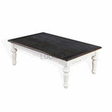52" Rectangular White and Black Wood Cocktail Coffee Table Coffee Tables LOOMLAN By Sunny D