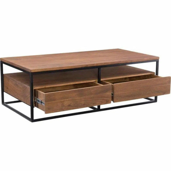 52 Inch Coffee Table Brown Industrial - LOOMLAN - Moe's Home - Coffee Tables