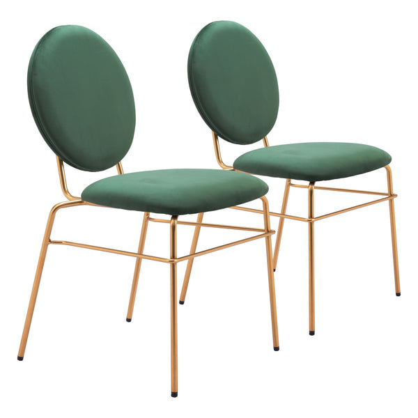 Odessa Green & Gold Armless Dining Chair (Set of 2)