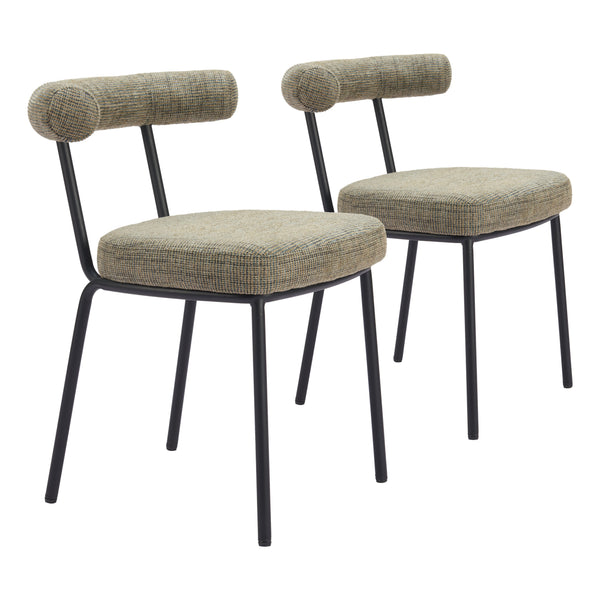 Kede Black Steel Green Tweed Armless Dining Chair (Set of 2)