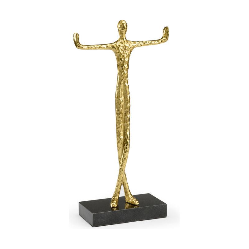 Tai Chi Man Gold On Marble Base Sculpture