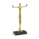 Tai Chi Man Gold On Marble Base Sculpture