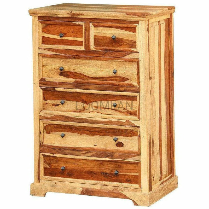 53" Two Tone Wood Bedroom Chest of 6 Drawers Samoa Fe Chests LOOMLAN By LOOMLAN