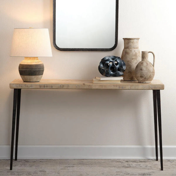 53" Wood Top Metal Base Console Table Console Tables LOOMLAN By Jamie Young