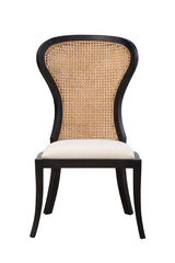 Adrina Linen Upholstered Black Armless Side Chair