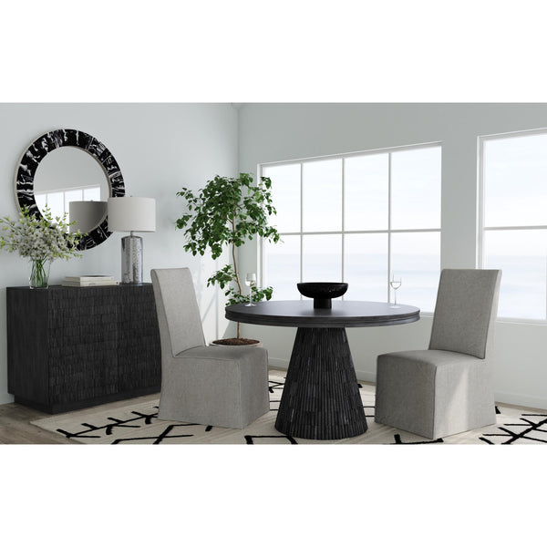 Gaines Solid Mango Wood Black Round Dining Table