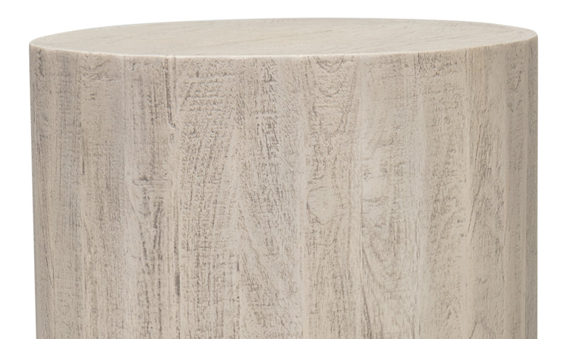 Stanford Mango Wood and Metal Off-White Round End Table