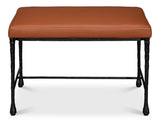 Kings Road Elegant Iron & Leather Design Bench