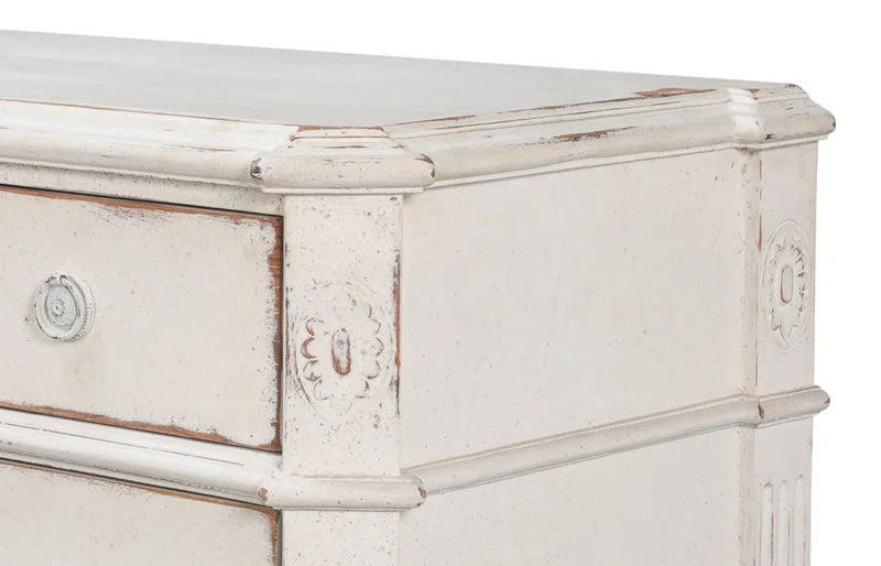 Elegant Dramond Sideboard With Antique White Wash Finish