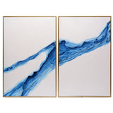 Fluidity Set of 2 Hand-Painted Wall Art in Gold Frame