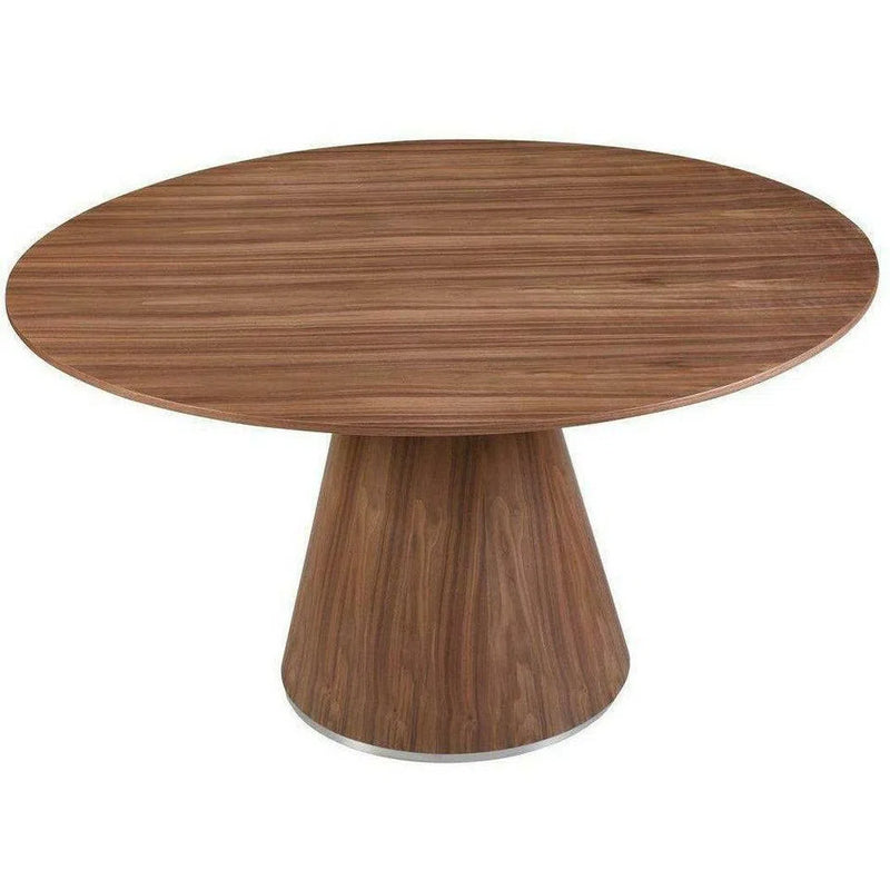 54" Contemporary Semi Gloss Brown Round Dining Table for 6 People Dining Tables LOOMLAN By Moe's Home
