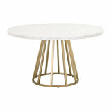 54" Italian Carrera White Marble Round Dining Table Top Dining Tables LOOMLAN By Essentials For Living