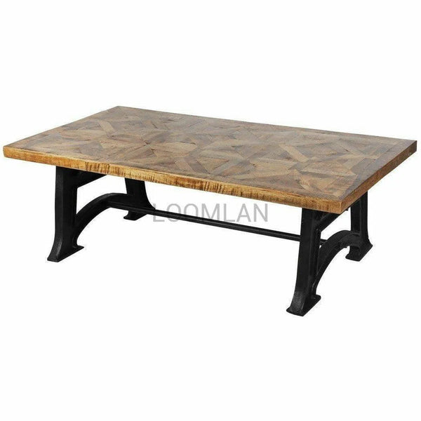 54" Reclaimed Wood Coffee Table Double Base Coffee Tables LOOMLAN By LOOMLAN