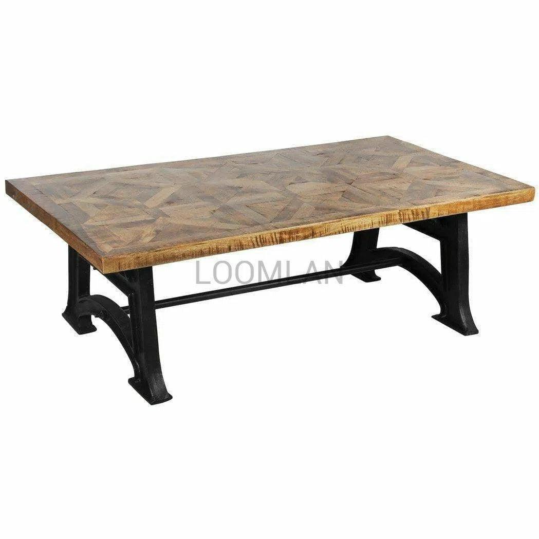 54" Reclaimed Wood Coffee Table Double Base