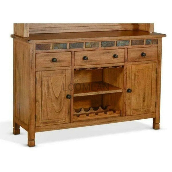 54" Solid Wood Rustic Buffet Sideboard With Wine Rack Sideboards LOOMLAN By Sunny D