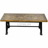 54" Reclaimed Wood Coffee Table Double Base - LOOMLAN - LOOMLAN - Coffee Tables