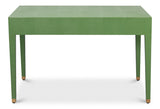 Gabriella Shagreen Leather and Wood Green Rectangular Desk/Table