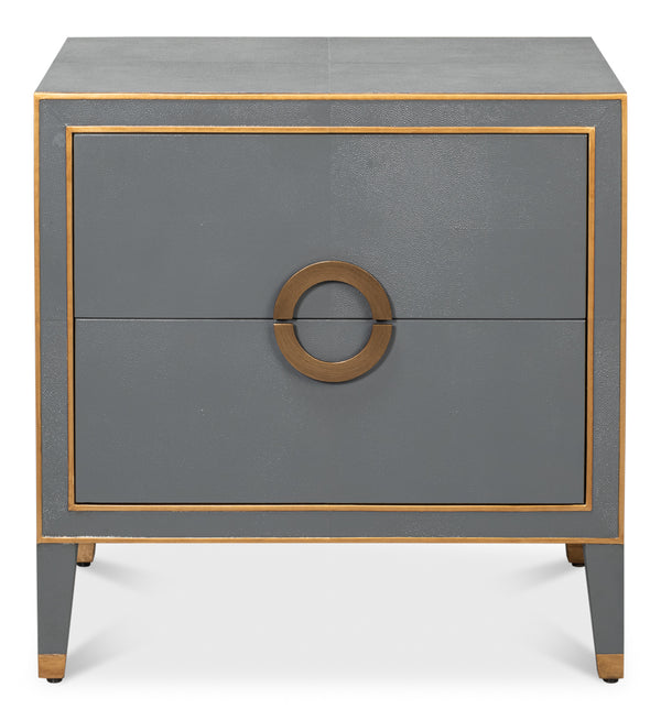 Gabriella Mdf and Embossed Shagreen Leather Grey Night Stand