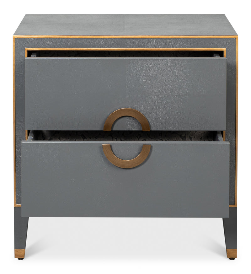 Gabriella Mdf and Embossed Shagreen Leather Grey Night Stand
