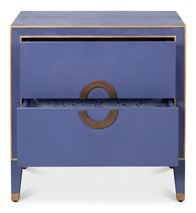 Gabriella Mdf and Embossed Shagreen Leather Blue Night Stand