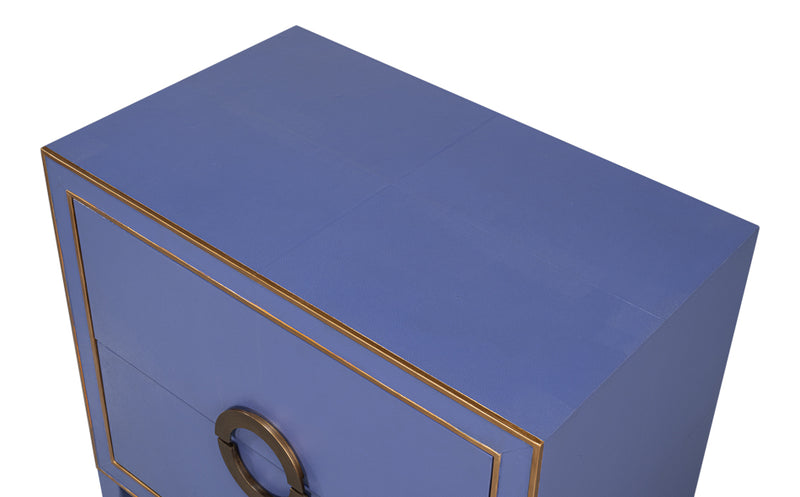 Gabriella Mdf and Embossed Shagreen Leather Blue Night Stand