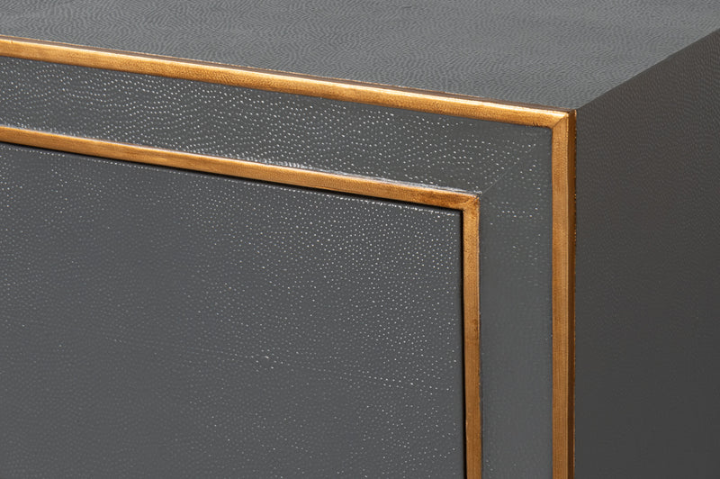 Gabriella Wood and Embossed Shagreen Leather Grey Chest Of Drawers