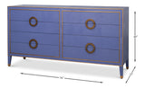 Gabriella Wood and Embossed Shagreen Leather Blue Chest Of Drawers