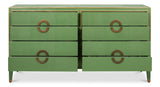 Gabriella Wood and Embossed Shagreen Leather Blue Green Chest Of Drawers
