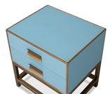 Gideon Wood and Shagreen Leather Blue Rectangular Side Table