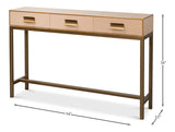 Gideon Wood and Shagreen Leather Tan Rectangular Console Table