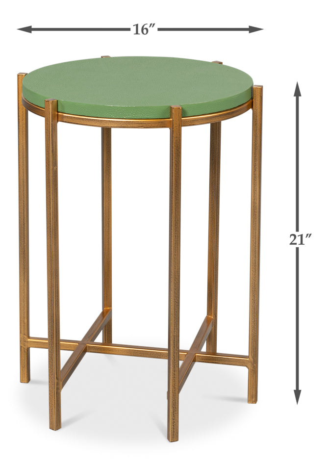Spence Mdf and Iron Green Round Side Table