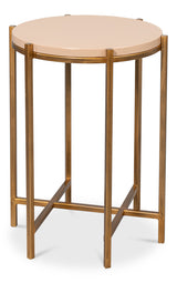 Spence Mdf and Iron Tan Round Side Table