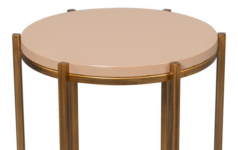 Spence Mdf and Iron Tan Round Side Table