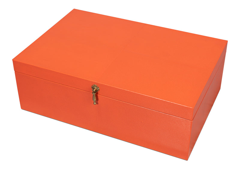 Cosmos Leather and Mdf Orange Nesting Boxes Set of 3