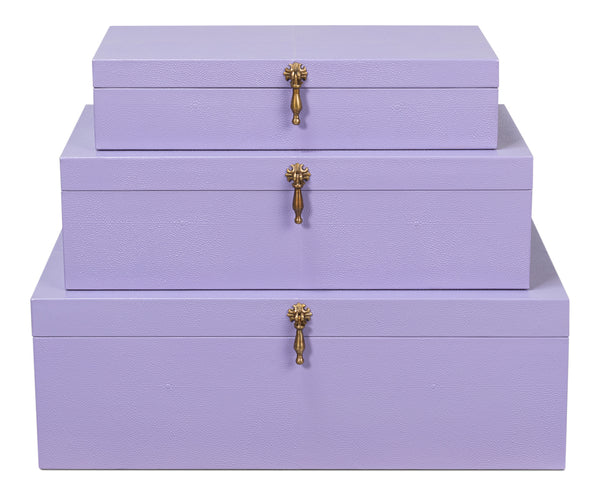 Cosmos Leather and Mdf Purple Nesting Boxes Set of 3