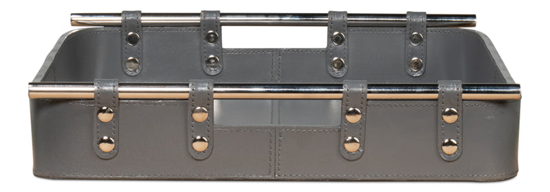 Safari Leather and Steel Grey Tray