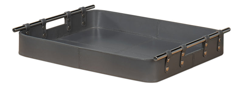 Safari Leather and Steel Grey Tray