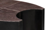 Elijah Coffee Brown Croco Emboss Leather Geomatric Cocktail Table